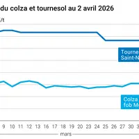 Graphique prix colza tournesol France au 2 avril 2026