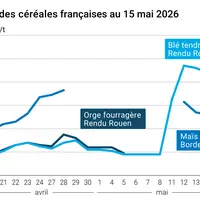 Graphique prix blé maïs orge France au 15 mai 2026