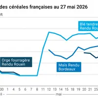 Graphique prix blé orge maïs France au 27 mai 2026