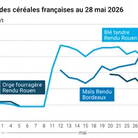 Graphique prix blé orge maïs France au 28 mai 2026