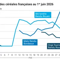 Graphique prix blé maïs orge France au 1er juin 2026