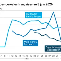 Graphique prix blé maïs orge France au 3 juin 2026