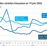 Graphique prix blé maïs orge France au 19 juin 2026