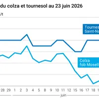 Graphique prix colza tournesol France au 23 juin 2026
