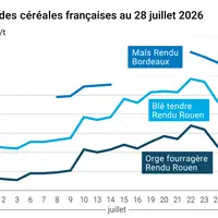 Graphique prix blé maïs orge France au 28 juillet 2026