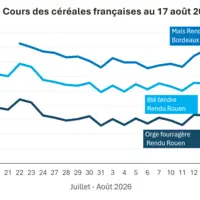 Graphique prix blé orge maïs France au 17 août 2026