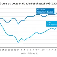 Graphique prix colza tournesol France au 21 août 2026