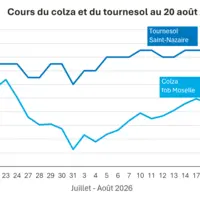 Graphique prix colza tournesol France au 20 août 2026