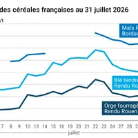 Graphique prix blé maïs orge France au 31 juillet 2026