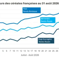 Graphique prix blé maïs orge France au 30 août 2026