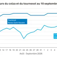 Graphique prix colza tournesol France au 10 septembre 2026