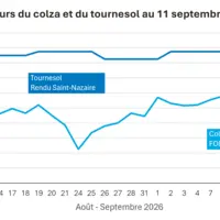 Graphique prix colza tournesol France au 11 septembre 2026