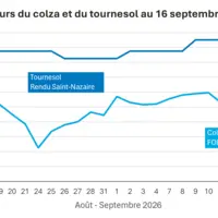 Graphique prix colza tournesol France au 16 septembre 2026