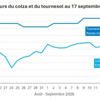 Graphique prix colza tournesol France au 17 septembre 2026