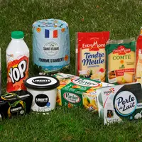 Panel de produits laitiers de la coopérative laitière Sodiaal