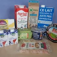 panel de produits laitiers différenciés : bio, AOP, local, équitable