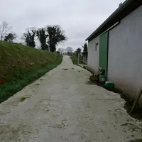 chemin bétonné derrière stabulation