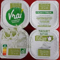 Yaourts au lait de vache bio, marque Vrai, de la laiterie Olga