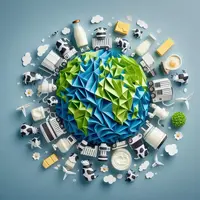Produits laitiers autour d'une mappe monde