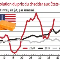 Evolution du prix du cheddar aux Etats-Unis