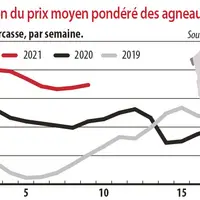 Evolution du prix moyen pondéré des agneaux français