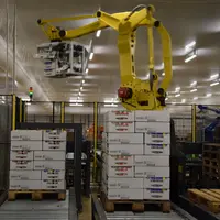 Le centre a investi dans la robotisation tant pour la formation des cartons et leur remplissage que pour la palettisation et la préparation de command
