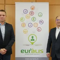 Christophe Congues, président délégué d'Euralis, et Philippe Saux, directeur général d'Euralis, à l'occasion de la présentation des résultats annuels
