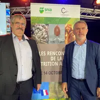 François Cholat, président du Snia, et Jean-Luc Cade, président de La Coopération agricole nutrition animale, lors des premières rencontres de la nutr