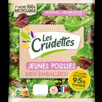 Des salades Les Crudettes passent du sachet plastique au sachet recyclable composé à 95% de papier.
