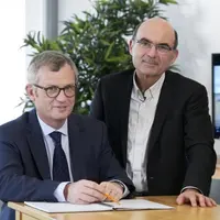 A gauche, Ludovic Spiers, directeur général d'Agrial ; à droite, Arnaud Degoulet, président d'Agrial © DR