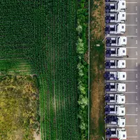 camion frontière vu de drone