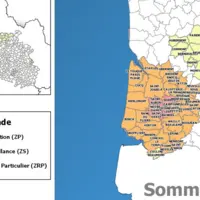 Carte des zones de restrictions mises en place suite à la détection du foyer d'IAHP