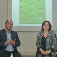 Amaury Hanotaux, directeur général du MiN et Mahel Coppey, vice-présidente de la métropole en charge des déchets, de l'économie circulaire et de l'ESS