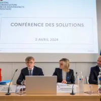 Les quatre ministres présents lors de la conférence des solutions le 2 avril