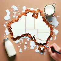 une carte de l'Australie, le pays est dessinée avec du lait