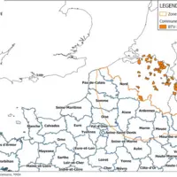 carte de la zone réglementée pour le sérotype 3 de la FCO