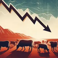 une courbe descendante sur fond de silhouettes de vaches