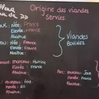 panneau affichage origine des viande en restaurant