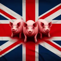 image de cochon sur fond de drapeau britannique