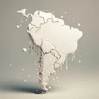 carte de l'amérique du sud dessinéee en gouttes de lait