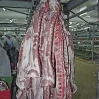 Morceaux de carcasse de porc dans un abattoir