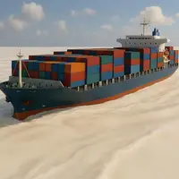 un bateau porte conteneur qui navique dans une mer de lait