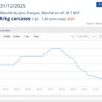 Evolution du prix du porc au 02 janvier 2026