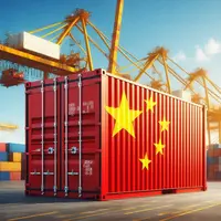 un conteneur aux couleurs du drapeau chinois