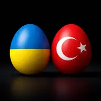 Œufs aux drapeaux ukrainien et turc