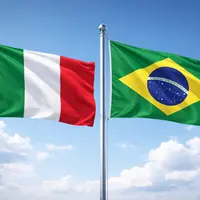 Drapeaux italien et brésilien au vent