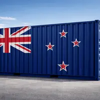 Conteneur avec le drapeau de la Nouvelle-Zélande
