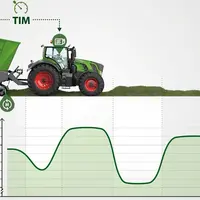 Le TIM permet à l'autochargeuse de piloter la vitesse d'avancement du tracteur.