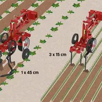 Les éléments de la bineuse Chopstar-Verso d'Einböck peuvent être configurés pour travailler à 15 ou 45 cm d'interrang.
