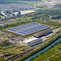 Vue aérienne du futur centre de pièces d'Agco à Amnéville (Moselle)